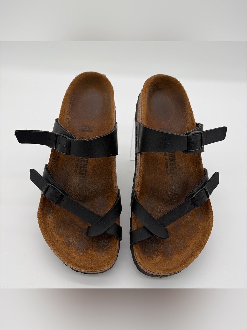 BIRKENSTOCK Mayari Leather Black Birks Sandals Size 38 Summer Casual Comfortable - Picture 4 of 7